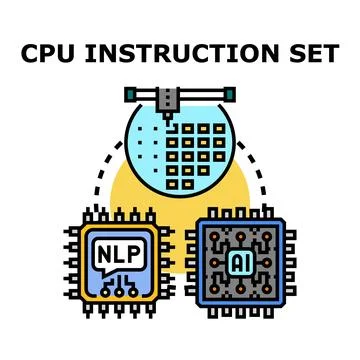 Cpu instruction set developing artificial intelligence and nlp 库存插图