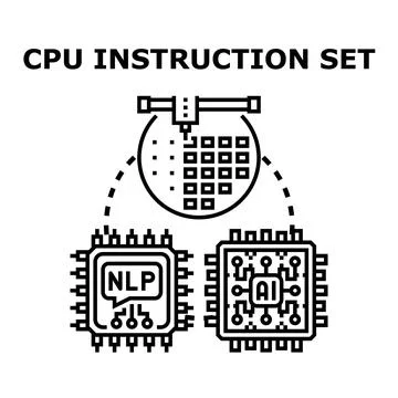 Cpu instruction set developing artificial intelligence and nlp Ilustração Stock