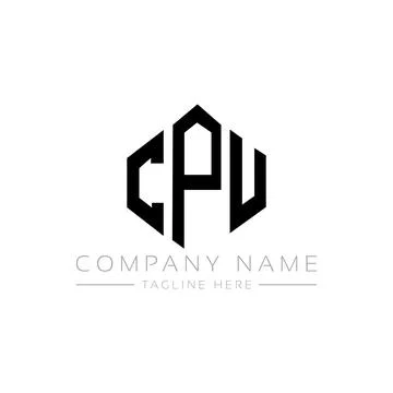 CPU letter logo design with polygon shape. CPU polygon and cube shape logo .. Stock Illustration