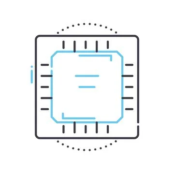 Cpu line icon, outline symbol, vector illustration, concept sign Stock Illustration