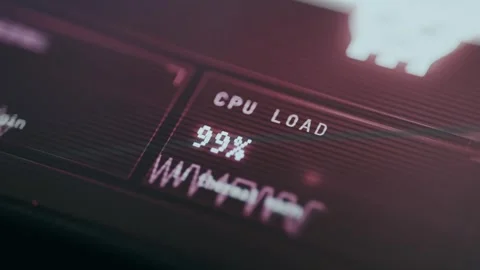 CPU load of 99 percent, processor working at nearly maximum capacity Stock Footage 335453860