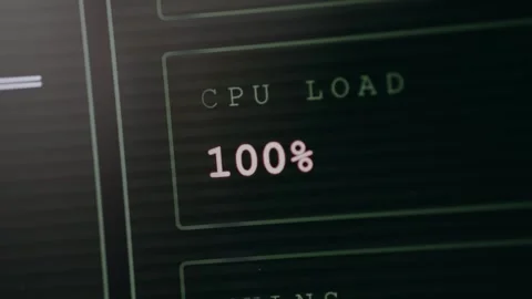 CPU load indicator showing processing power up to 100 percent Stock Footage 330663574