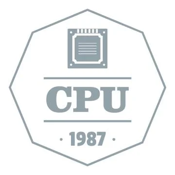 Cpu logo, simple gray style Stock Illustration