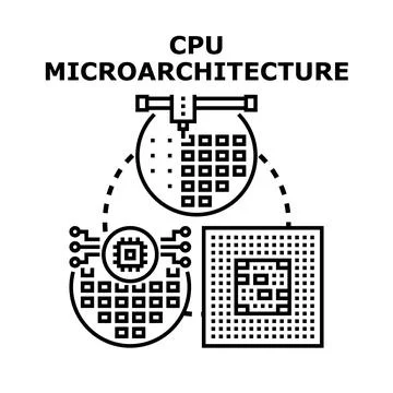 Cpu microarchitecture concept developing semiconductor processor chips 库存插图
