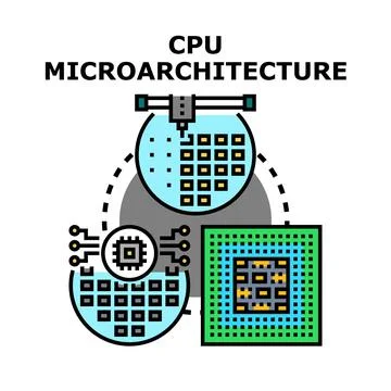 Cpu microarchitecture concept developing semiconductor processor chips Ilustración de archivo