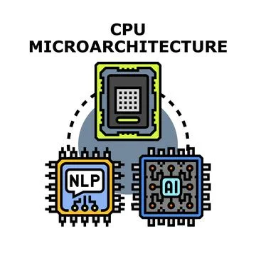 Cpu microarchitecture linking artificial intelligence and natural language .. 스톡 일러스트