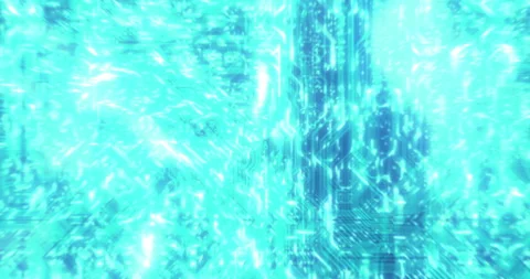 CPU, microchip and hologram of circuit board for programming, coding and Stock Footage 244567242