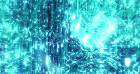 CPU, microchip and hologram of computer circuit board for programming, coding Stock Footage 244565628