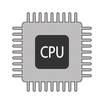 CPU microchip chip flat design icon symbol sign - vector illustration Stock Illustration