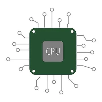 CPU microchip chip flat design icon symbol sign - vector illustration Stock Illustration