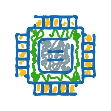 Cpu microchip icon representing computer technology and data processing 스톡 일러스트