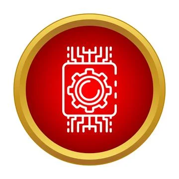 Cpu microchip processing data with gear icon 库存插图