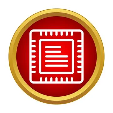 Cpu microchip processor icon in red circle Illustrazione stock