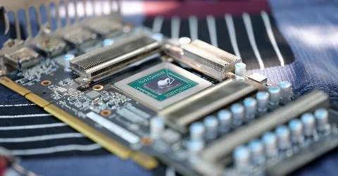 Cpu microchip processor with thermal paste closeup Stock Photos