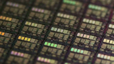 CPU Microchip Wafer Rotation Loop 4k Stockbeeldmateriaal 47881201