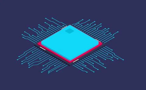 CPU microprocessor circuit chip computer laptop hardware イラスト素材