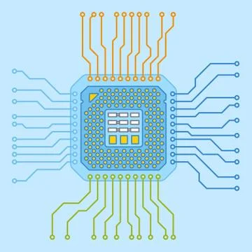 CPU microprocessor. Color vector illustration Stockillustratie