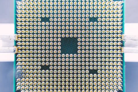 Cpu microprocessor cpu of a computer or laptop close-up. Semiconductors, pins Stock Photos