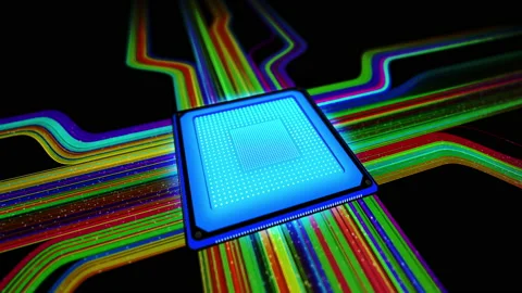 CPU microprocessor data mining, large amount of digital information Stock Footage 151003259