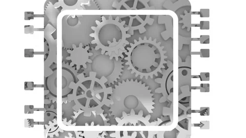 CPU microprocessor Icon. Technology background with paper cut shape. Mechanism Stockbeeldmateriaal 235499890