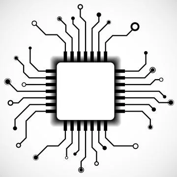 Cpu. Microprocessor isolated on white background. Microchip. Circuit board... Stock Illustration