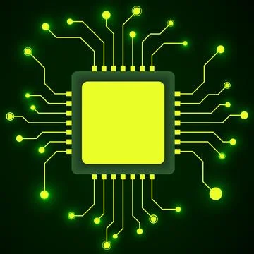 Cpu. Microprocessor isolated on white background. Microchip. Circuit board. V Stock Illustration