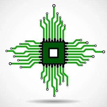 Cpu. Microprocessor. Microchip. Circuit board. Vector illustration Stock Illustration
