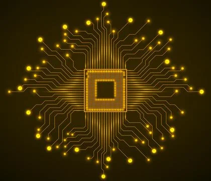 Cpu. Microprocessor. Microchip. Circuit board. Vector illustration Illustrazione stock