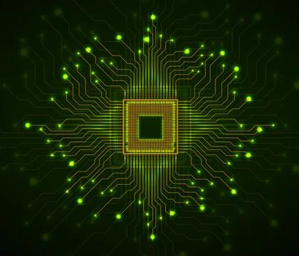 Cpu. Microprocessor. Microchip. Circuit board. Vector illustration Ilustración de archivo