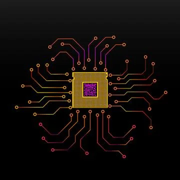 Cpu. Microprocessor. Microchip. Circuit board Ilustración de archivo