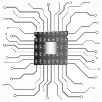 Cpu. Microprocessor. Microchip. Circuit board. Technology background. Vector  Ilustración de archivo