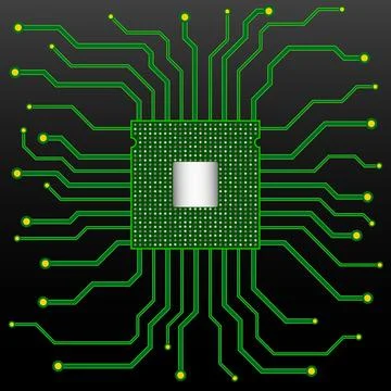 Cpu. Microprocessor. Microchip. Circuit board. Technology background. Vector  스톡 일러스트