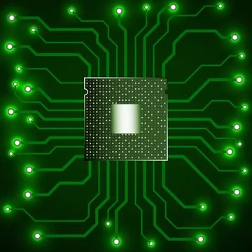 Cpu. Microprocessor. Microchip. Circuit board. Technology background. Vecto.. Illustrazione stock