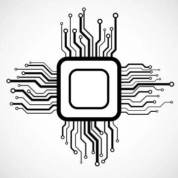 Cpu. Microprocessor. Microchip. Technology symbol. Vector illustration Stock Illustration