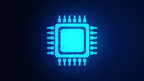 CPU Microprocessor or Chip icon made with binary code, Matrix background 動画素材 336603207