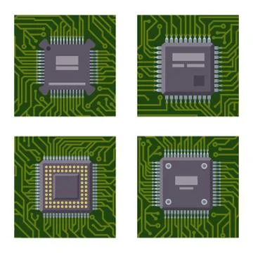 CPU microprocessors microchip brochure vector illustration hardware component Stock Illustration