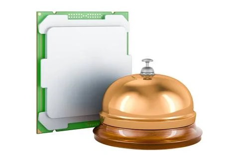 CPU mit Empfangsglocke. 3D-Rendering CPU with reception bell. 3D rendering... 스톡 사진