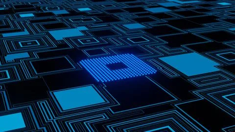 CPU. Modern processor. Abstract technology. 3d render. イラスト素材