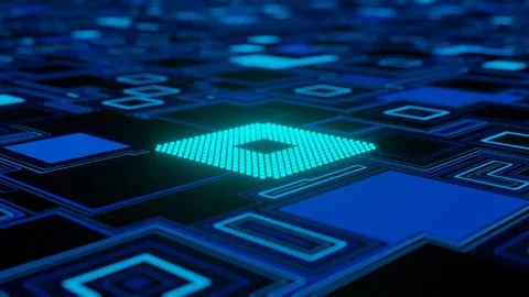 CPU. Modern processor. Abstract technology. 3d render. 스톡 일러스트