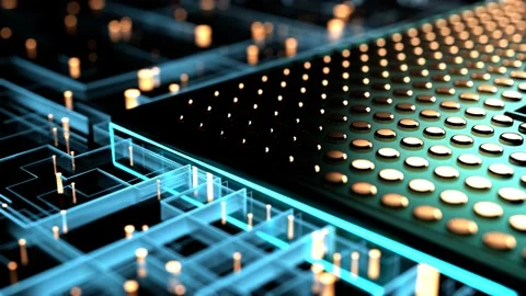 CPU. Modern processor. Motherboard. Computer chip with connections and signals. Video stock 201268537