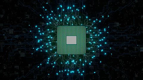 CPU. Modern processor. Motherboard. Computer chip with connections and signal イラスト素材