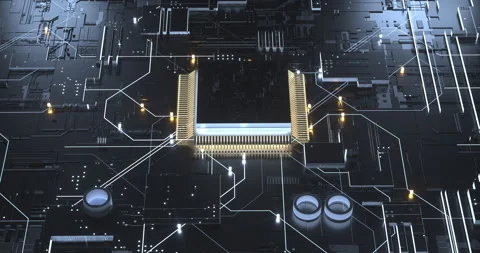 Cpu on mother board design in CG Stock Footage 136499613
