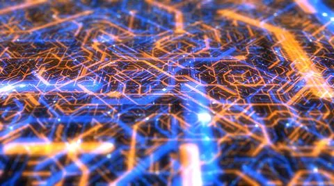 CPU Motherboard GPU processor circuit board data transfer network  Stock Illustration