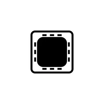 Cpu on Motherboard, Hardware Chip Flat Vector Icon 库存插图