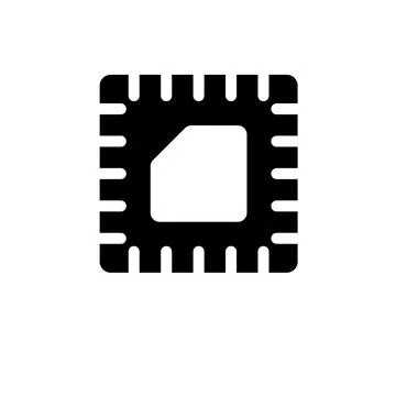 Cpu on Motherboard, Hardware Chip Solid Flat Vector Icon Isolated on White .. Stock Illustration