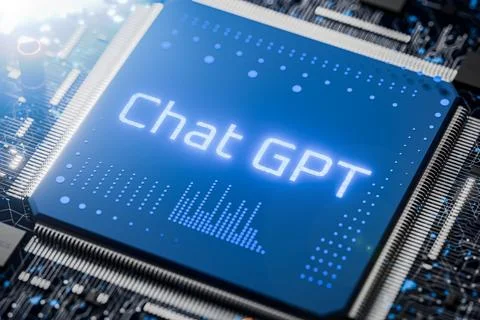 CPU. New model of chat gpt with artificial intelligence. The inscription on the Stock Illustration
