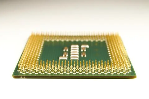 CPU. An old processor of 2001 release P III-800 on a white background. Stock Photos