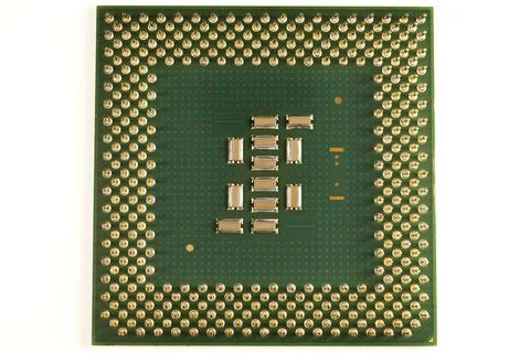 CPU. An old processor of 2001 release P III-800 on a white background. 写真素材