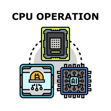 Cpu operation connecting artificial intelligence and cryptocurrency Stockillustratie