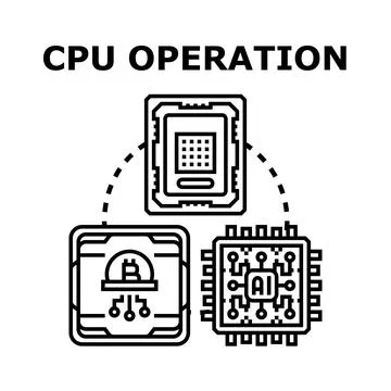 Cpu operation connecting artificial intelligence and cryptocurrency Ilustração Stock